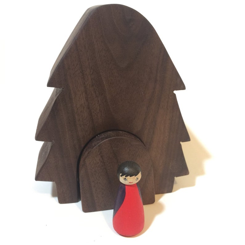 pine tree shaped wooden rainbow toy