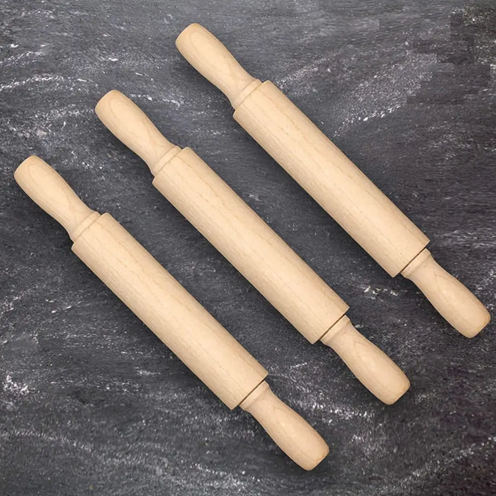 Art Creativity brand three set of mini wooden rolling pins for kids playdough.