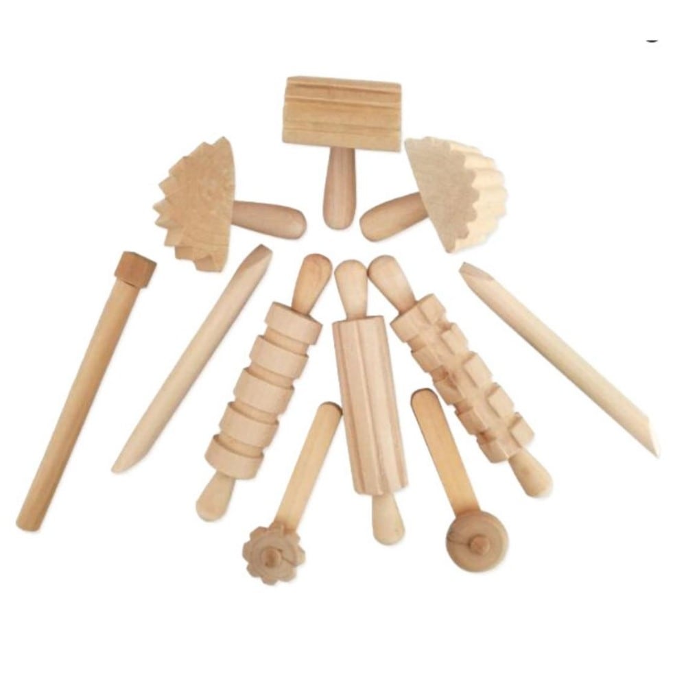 Inspired Tots Brand Natural Wood Play Dough Tools Kit 