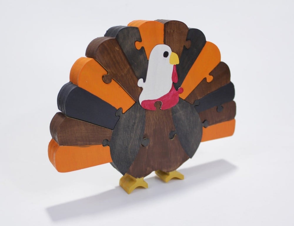 Childrens Wooden Turkey Puzzle By Birkshire Bowls Brand