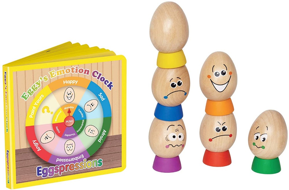Hape Toddlers Learning Emotions Wood Egg And Book Playset