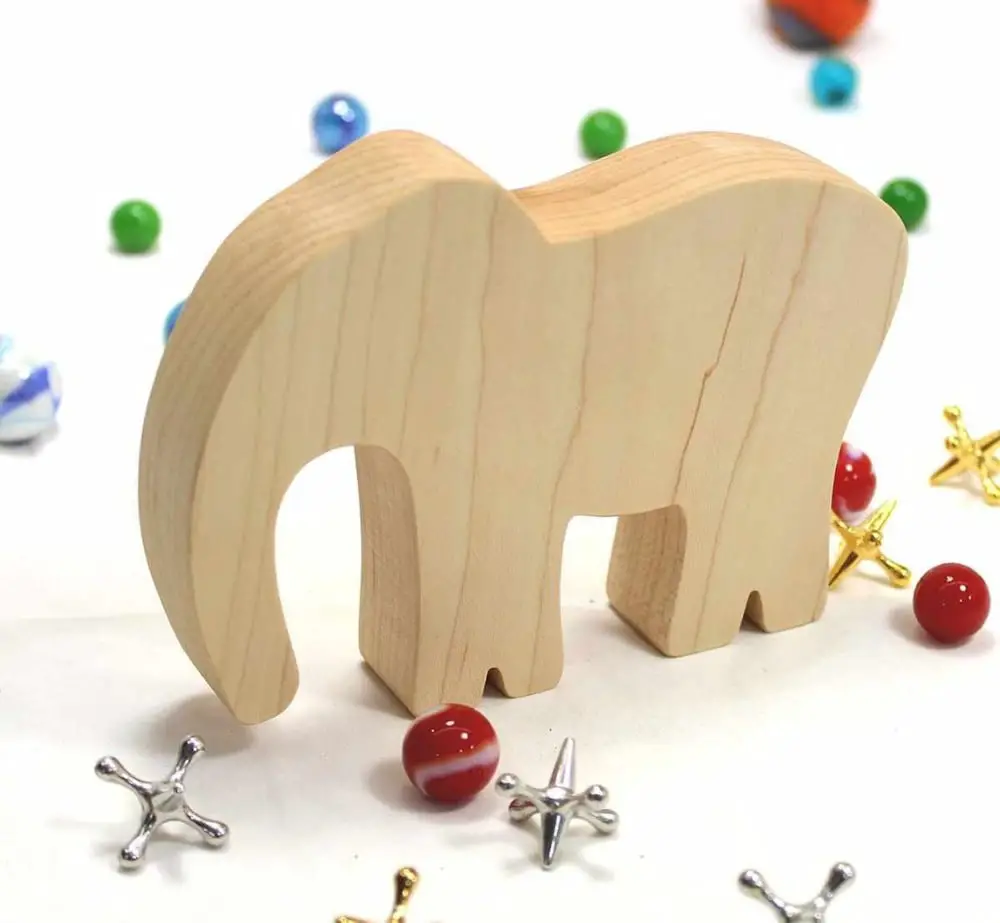 Happy Bungalow Brand Plain Unpainted Wooden Elephant Toy