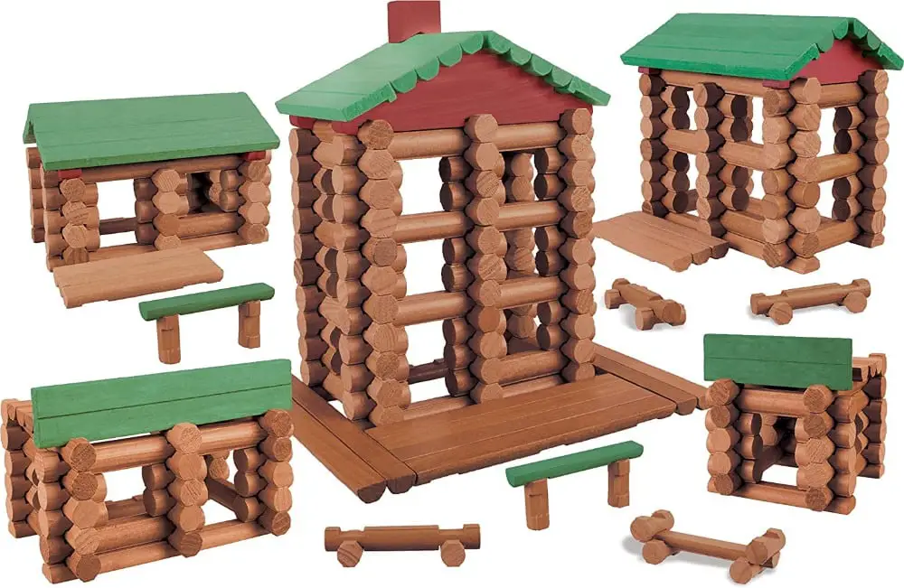 Log Cabin Village Wood Logs Building Set By Lincoln Logs Brand