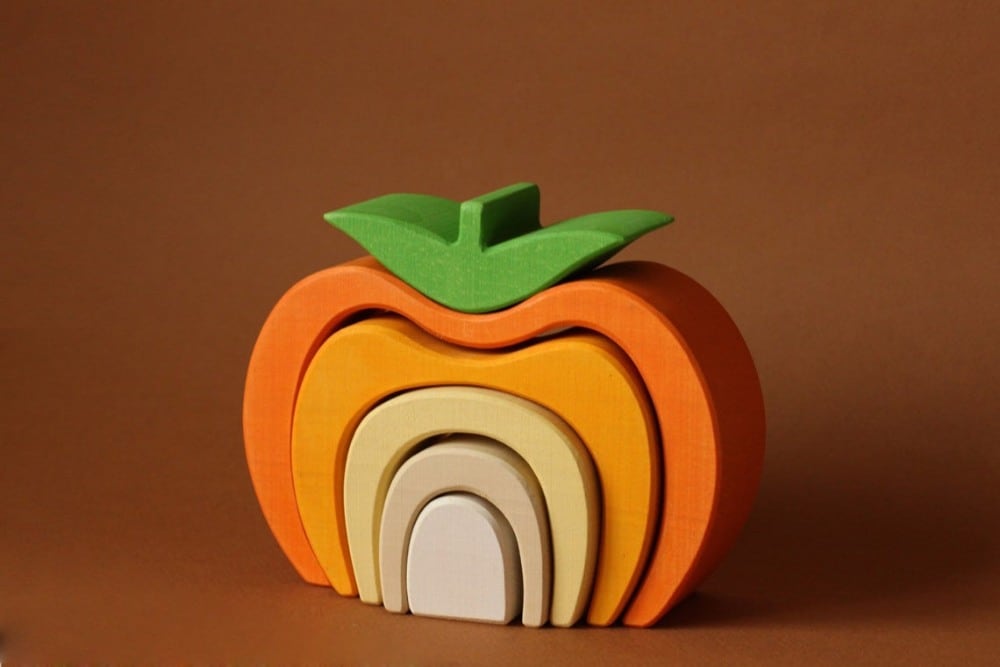 Pumpkin Wooden Stacking Toy By Skandico Toys