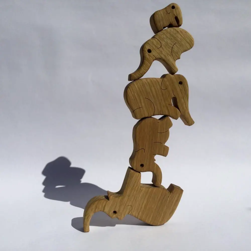 Puzzleson Light Elephant Stacking And Balancing Wood Blocks