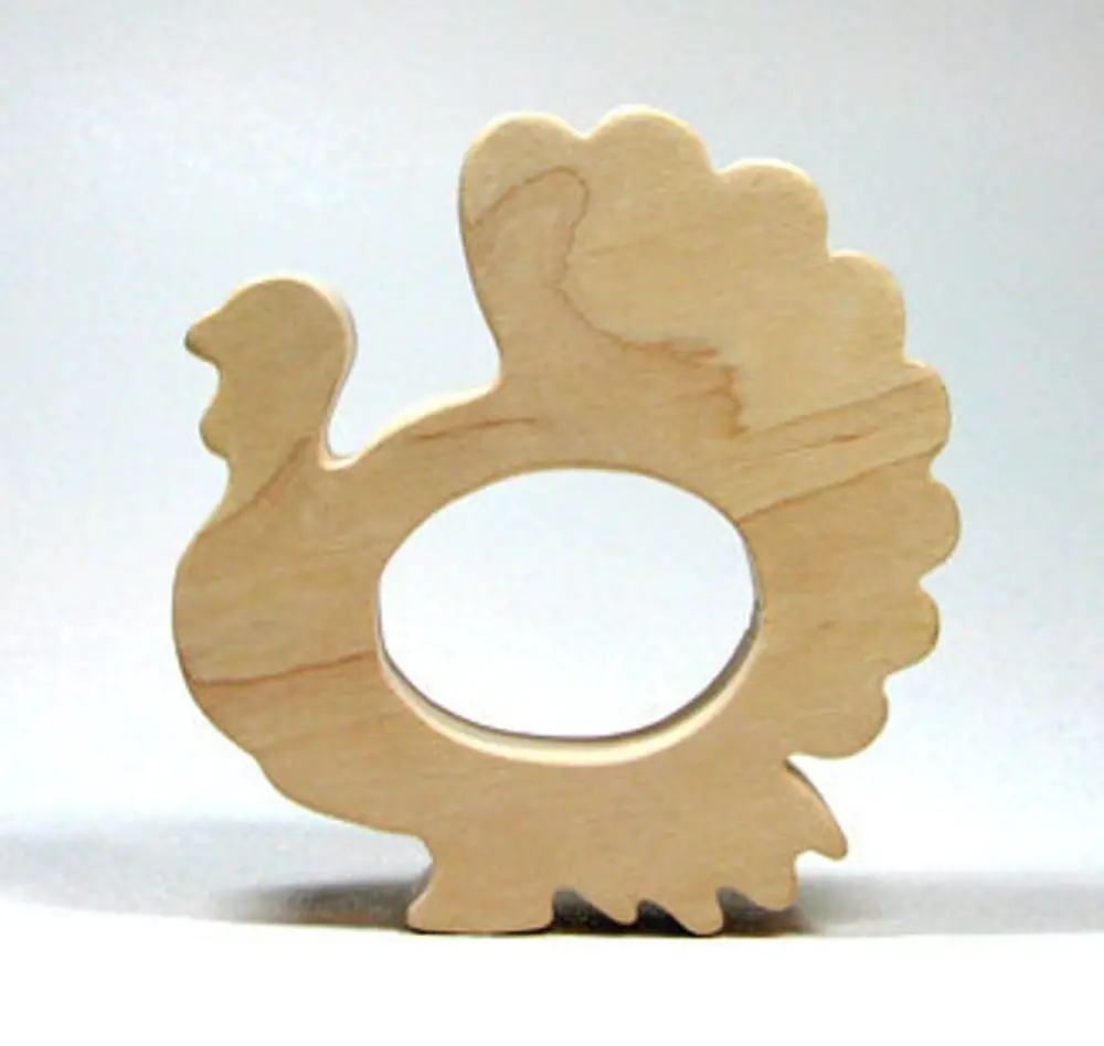 Turkey Shaped Solid Wood Baby Teether By Little Wooden Wonders