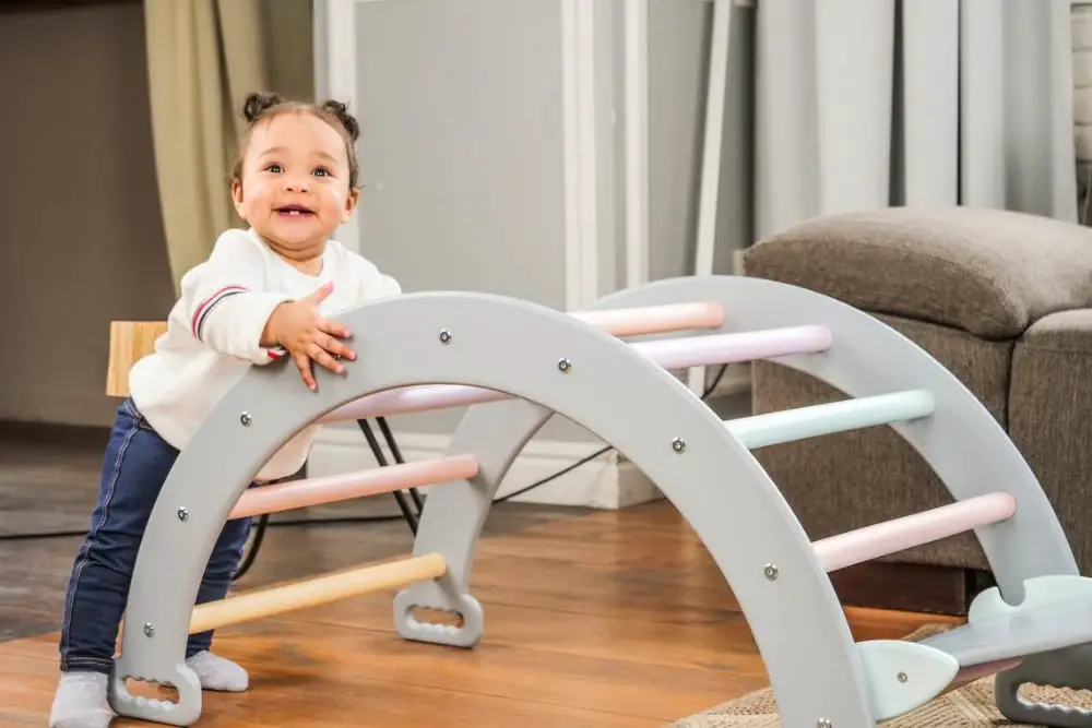 Woodandhearts best indoor wooden climbing arch for toddlers.