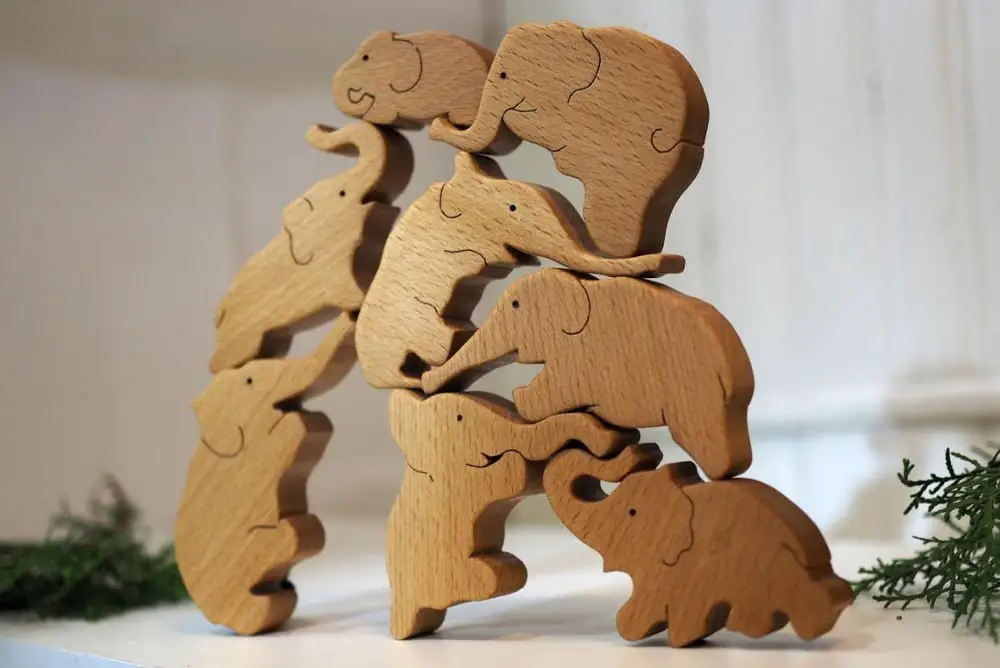 Your Wood Master Brand Wooden Elephant Stacking Blocks