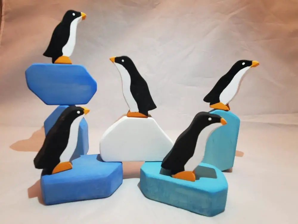 All About Kids Store Brand Wooden Penguin Figurine Play Set