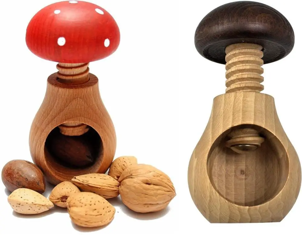 Amazon Wooden Mushroom Scew Toys Red And Dark Brown