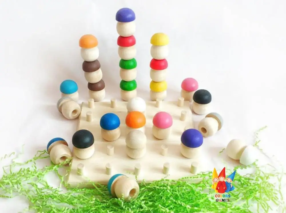 Colors Games Brand Montessori Wooden Mushroom Geoboard