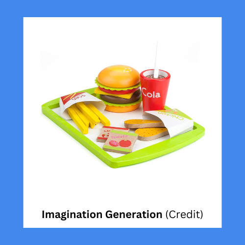Imagination Generation Stackable Wooden Hamburger Tray Toy