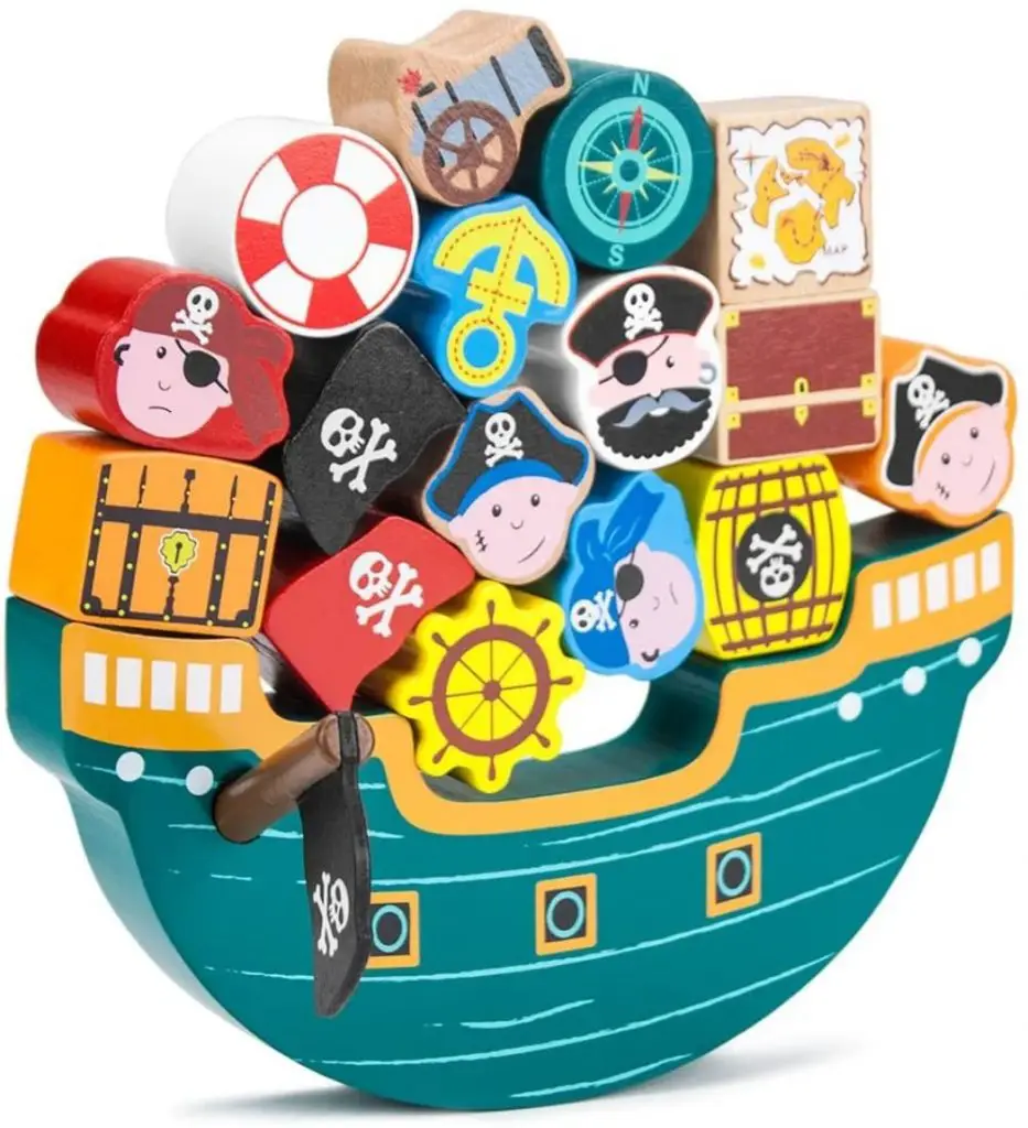 Pirate Ship Traditional Wooden Stackable Toy ELC 