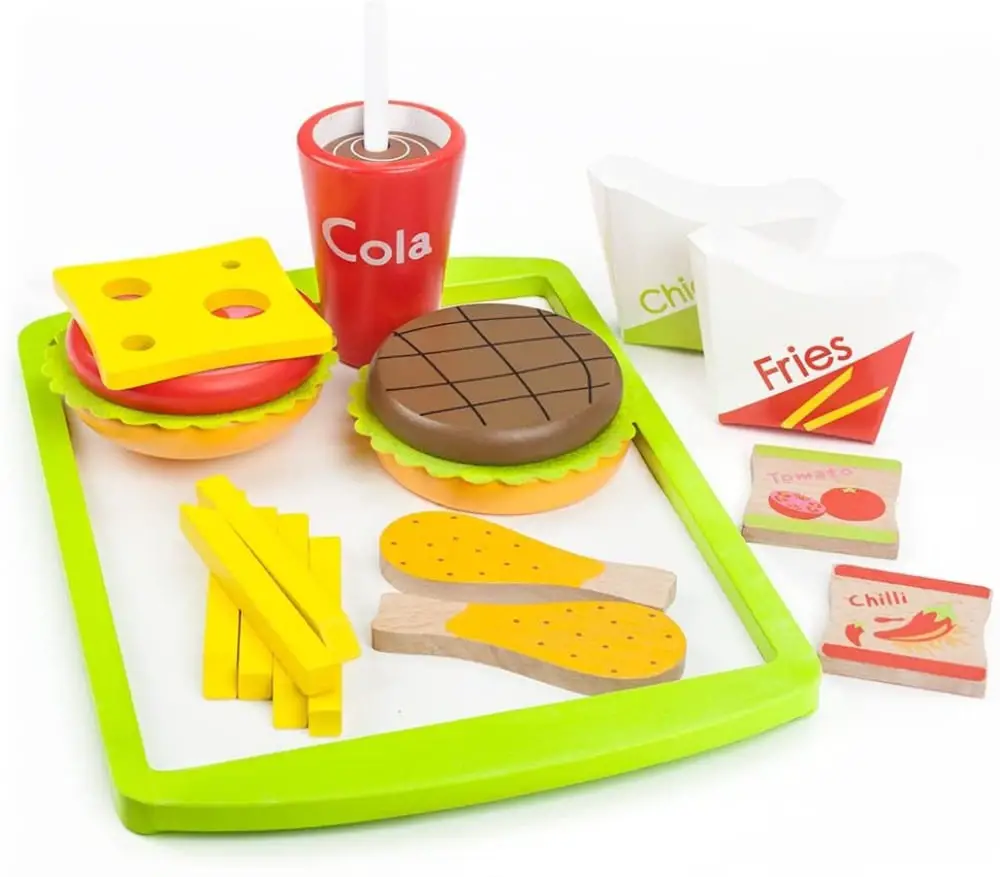 Imagination Generation Fast Food Wood Burger Meal Toy