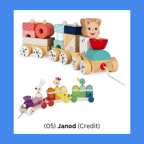 janod pastel wooden toy trains