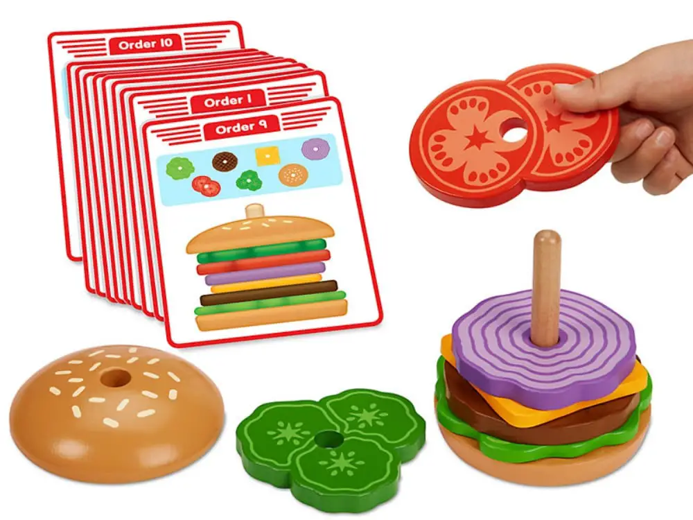 Lakeshore Create A Burger Educational Wooden Stacking Toy