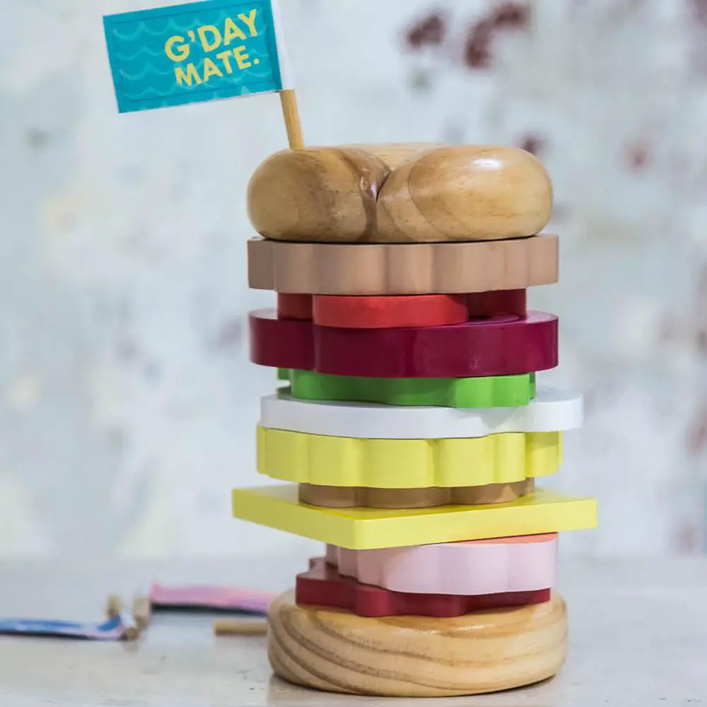 Make Me Iconic Australian Gifts Souvenirs Wood Toys Stacking Burger