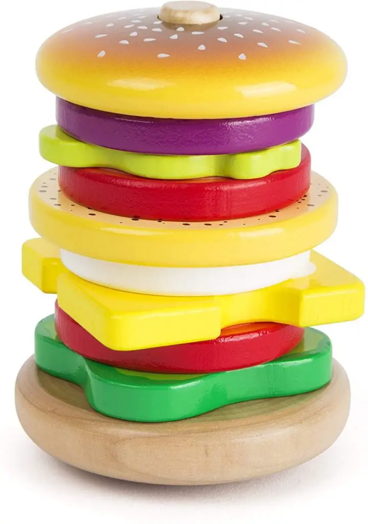 Small Foot Tall Wooden Stacking Hamburger Toy