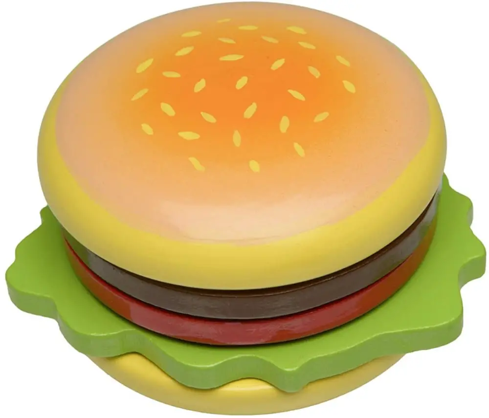 The Original Toy Company Build A Burger Wood Kids Toy