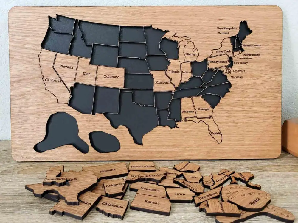Hardwood United States Wooden Map Puzzle