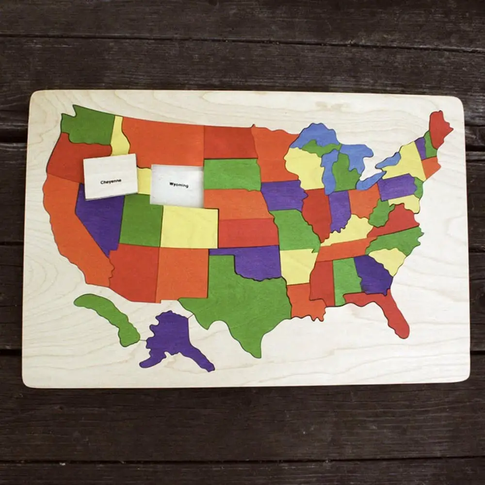 Large Classic Wooden Montessori Usa Map Puzzle
