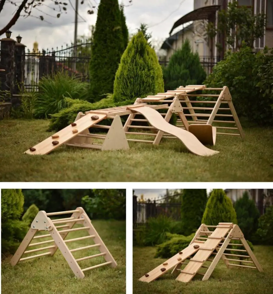 Wooden Workshop Outdoor Friendly Pikler Triangle Playground Set