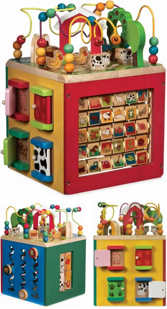 Battats B Toys Zany Zoo Wooden Activity Cube
