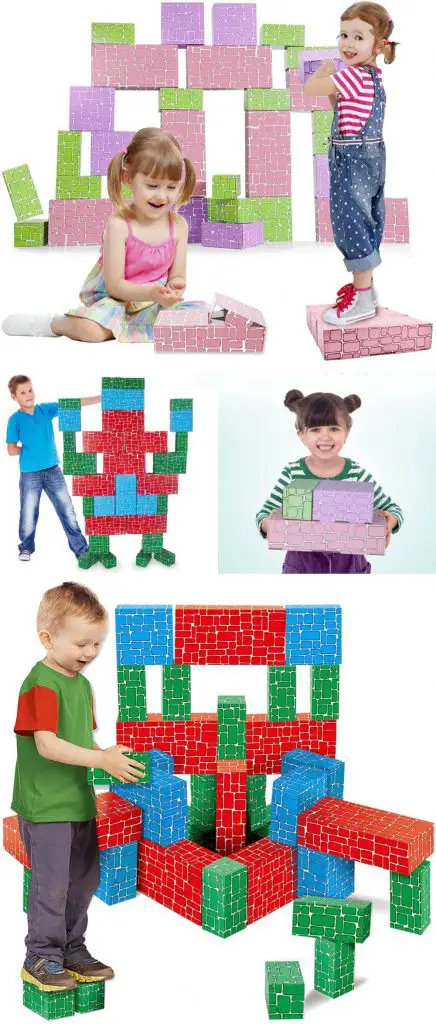 Exercise N Play Colorful Pastel And Primary Kids Giant Cardboard Block Set