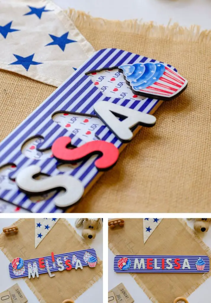 Jane E Kids Fourth Of July Personalized Wooden Name Puzzle