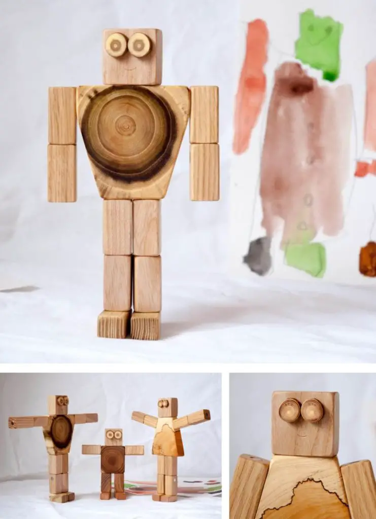Mamuma Bird Mamubo Natural Wood Magnet Kids Robot Blocks