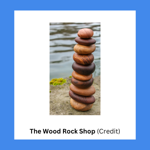 The Wood Rock Shop Round, Flat, and Smooth Wooden Balancing Stones
