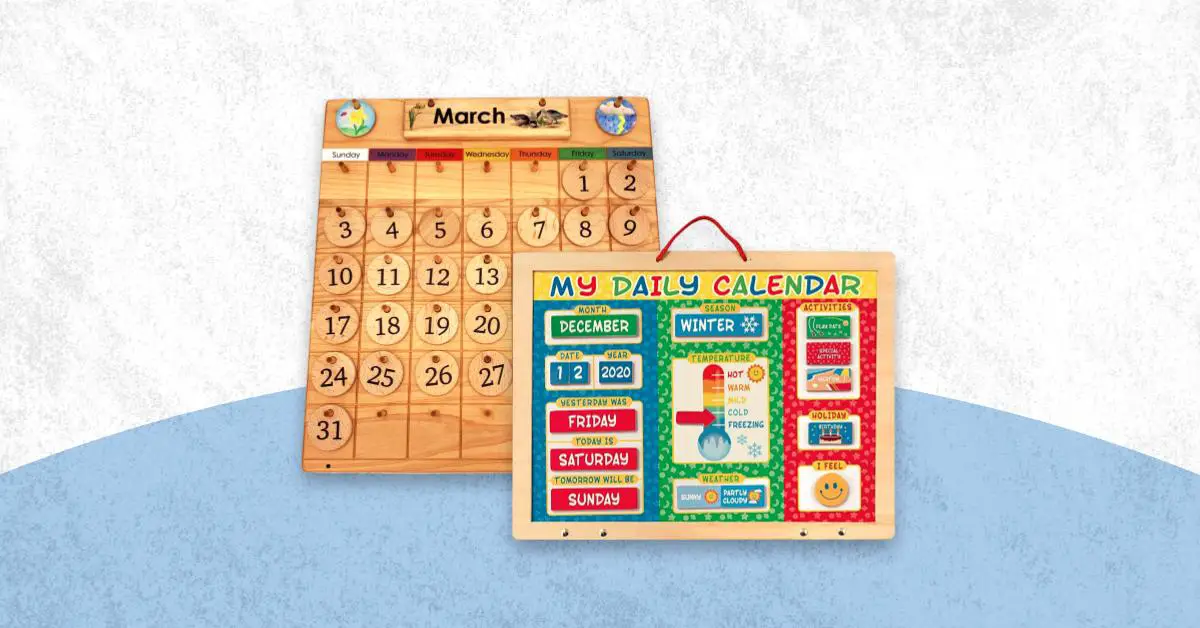 Perpetual Calendar Handcrafted with Reflorested Wood for teach kids temporal orientation Wooden Educational Montessori toy 