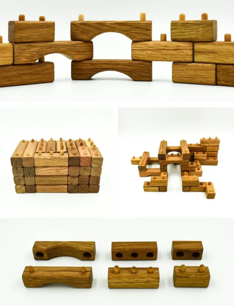 Camphill Village Handmade Wooden Interlocking Blocks Vintage Wooden Legos