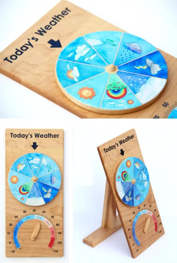 From Jennifer Natural Wooden Montessori Weather Wheel With Temperature