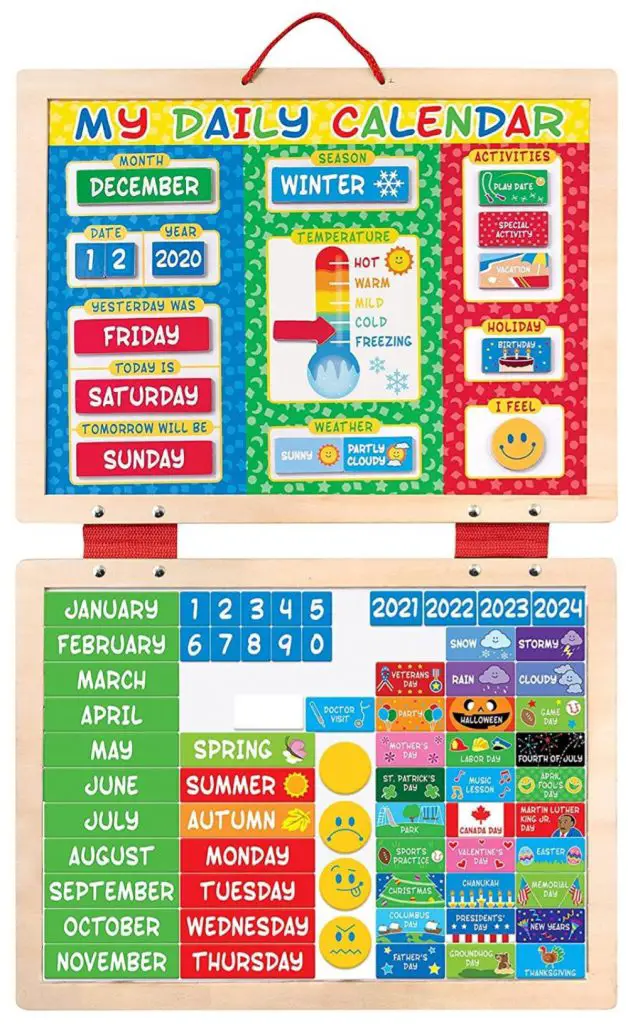 Melissa And Doug Daily Magnetic Wooden Calendar For Toddlers And Kids