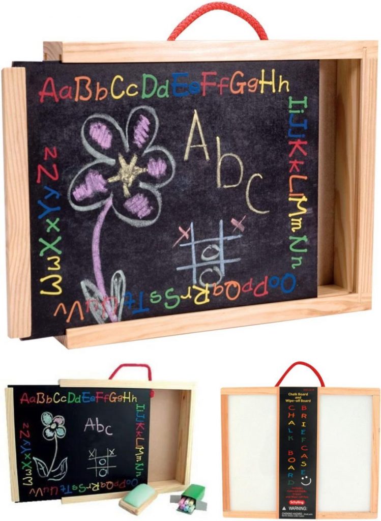 Schylling Convenient Travel Friendly Briefcase Wooden Chalkboard For Toddler