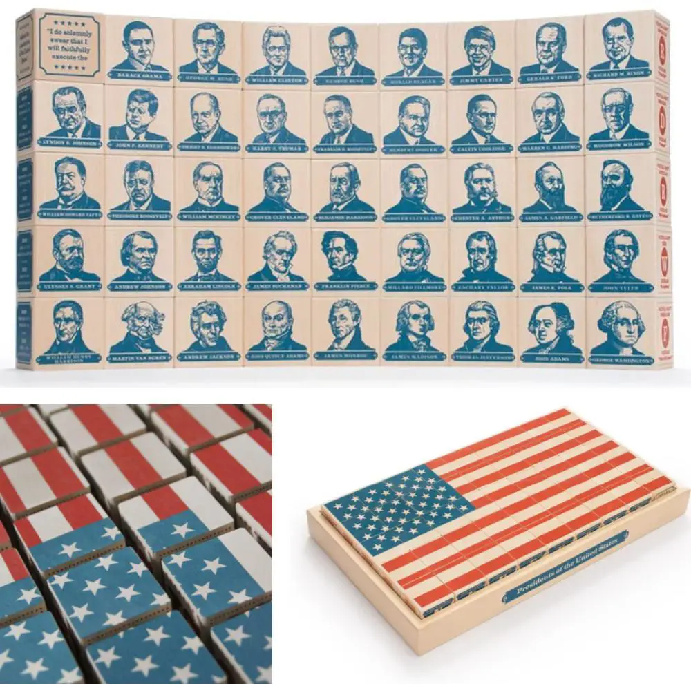 Uncle Goose Usa Presidents Blocks American Flag Wooden Blocks Puzzle