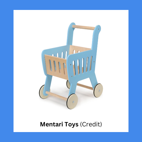 Mentari Toys Minimalist Wooden Shopping Cart For Kids
