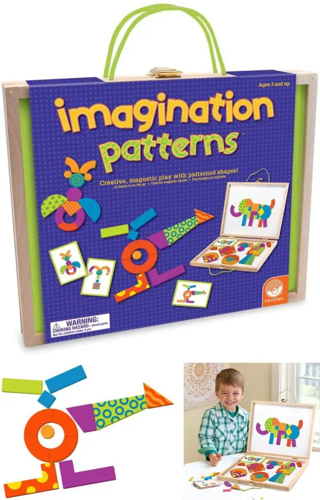Mindware Imagination Patterns Magnetic Wooden Pattern Blocks Magnet Shapes Play