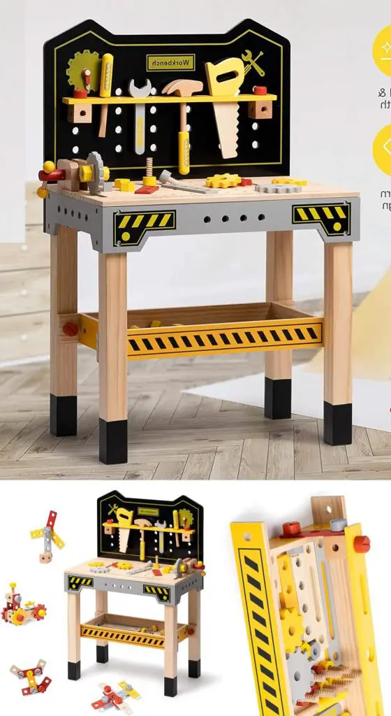 Robud Black And Yellow Industrial Grade Kids Pretend Play Workbench