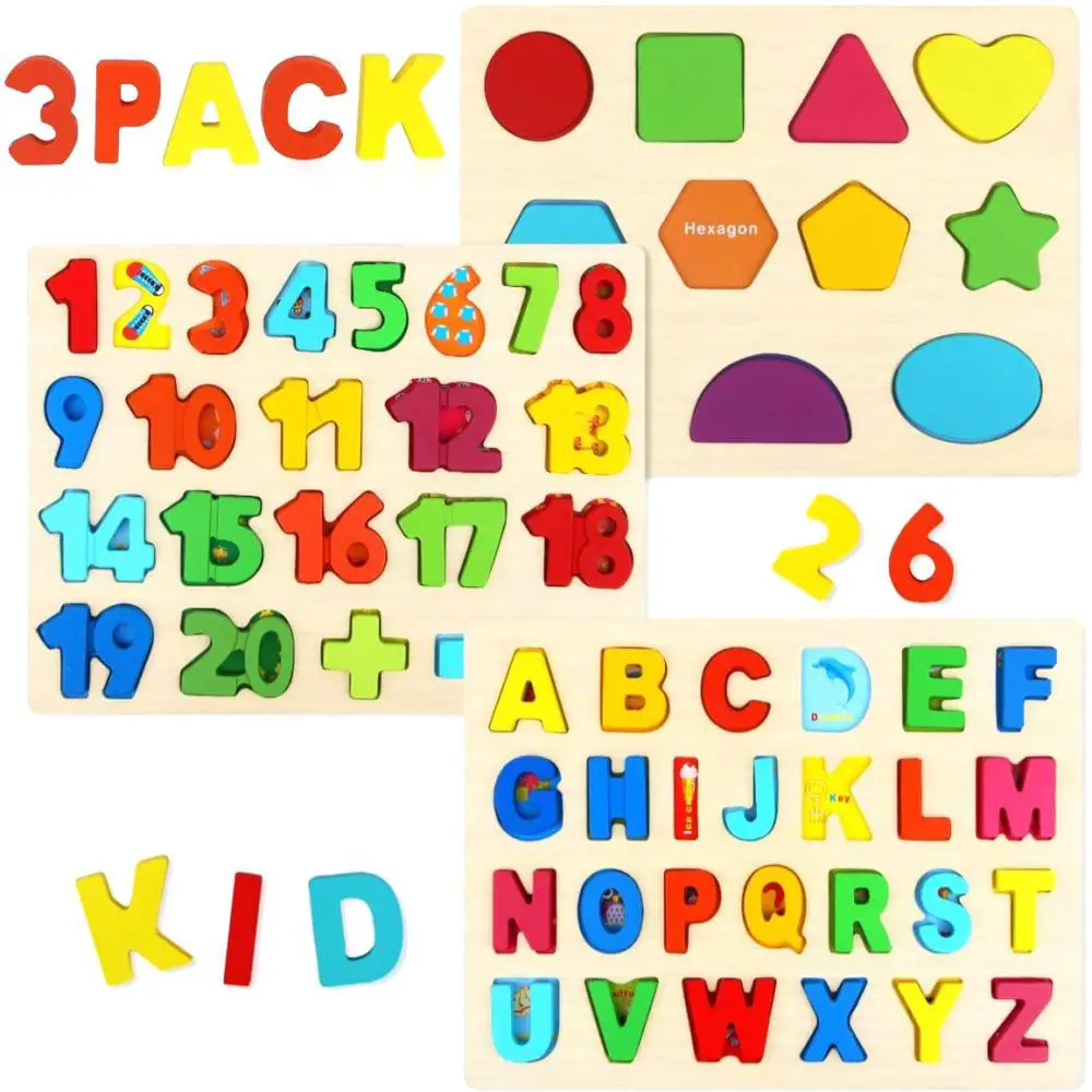 Aitey Toddler Alphabet And Shape And Number Puzzle Set For 3 To 5 Years