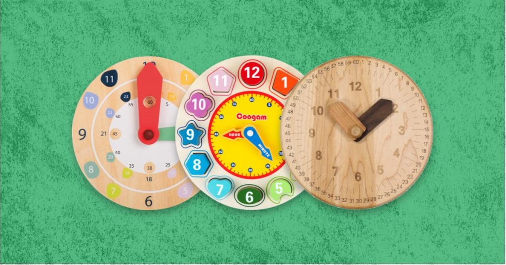 best wooden learning clock for time telling toddlers and kids