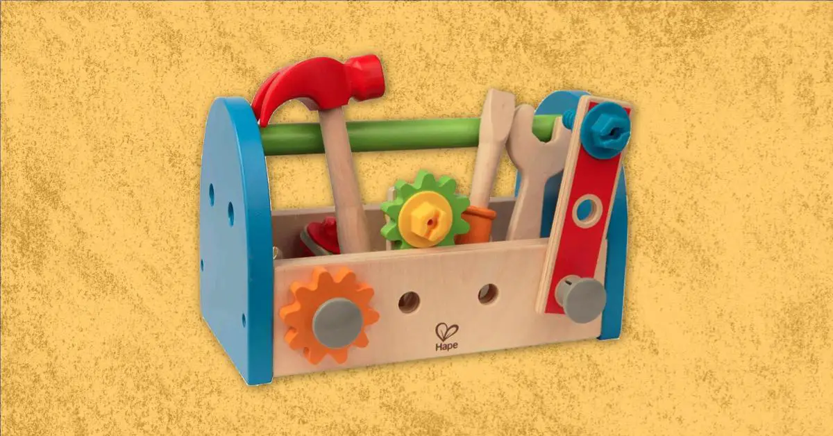 ROBUD Kids Toddlers Wooden Tool Box Set Take-Along Toy Tool Kit Gift for Boys Girls 