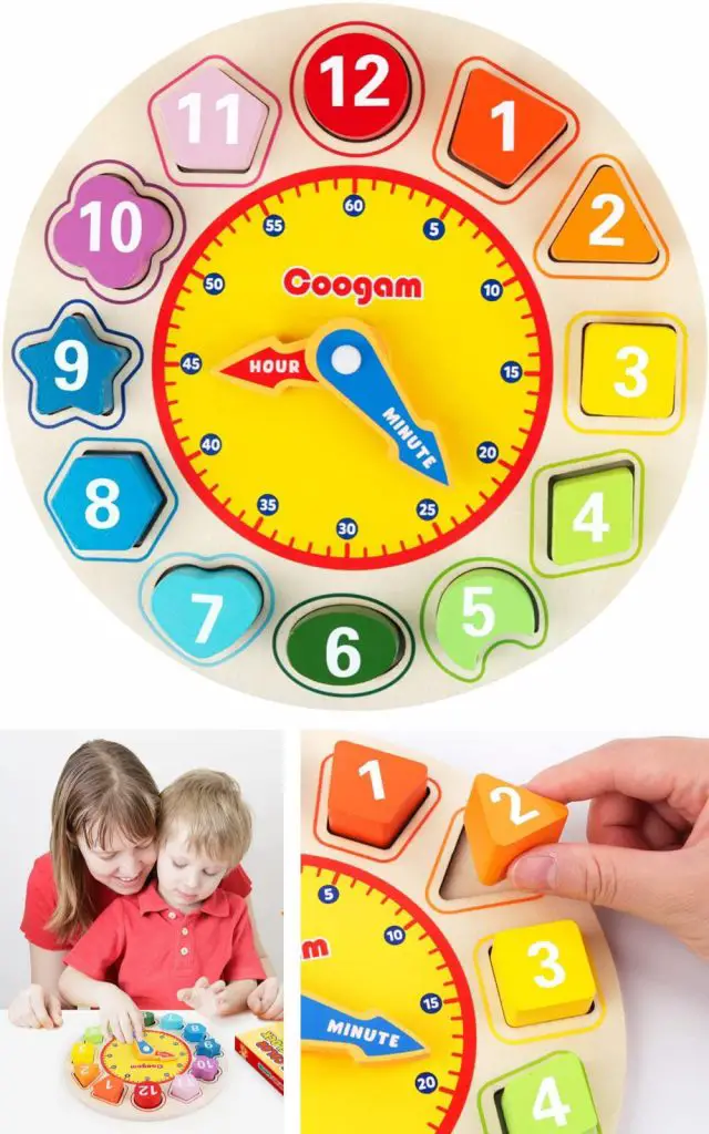 Coogam Colors And Shapes Wooden Sorting Clock