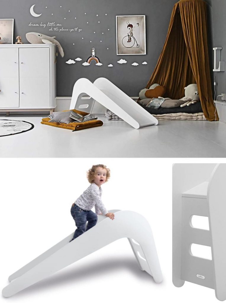 Jupiduu White Wooden Slide For Toddlers And Kids 1.5 To 4 Years