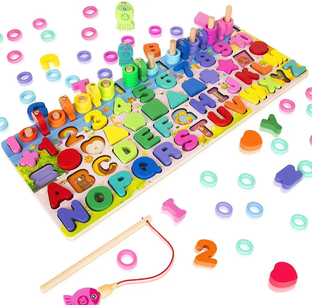 Kidwill Wooden Magnetic 5 In 1 Busy Puzzle Activity Board