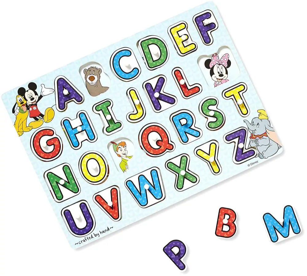 Melissa And Doug Disney Classics Alphabet Wooden Peg Puzzle