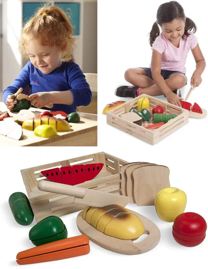 Melissa And Doug Hand Painted Wooden Cutting Food Play Set