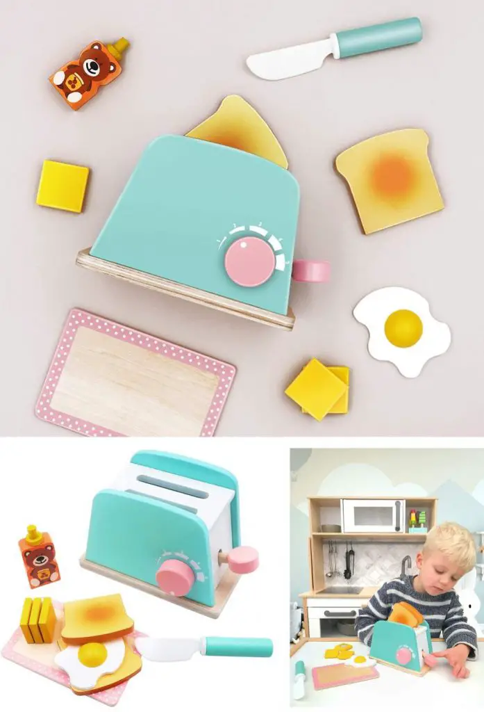 Tiny Land Toy Kitchen Wooden Pop Up Toaster Play Set