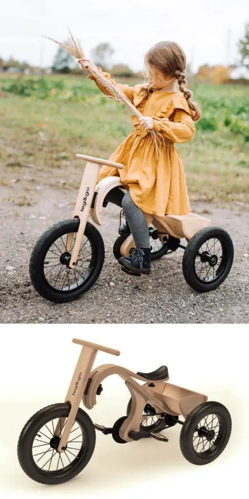 Leg And Go Fixed Gear Wooden Kids Tricycle With Peddles For 1 To 5 Years